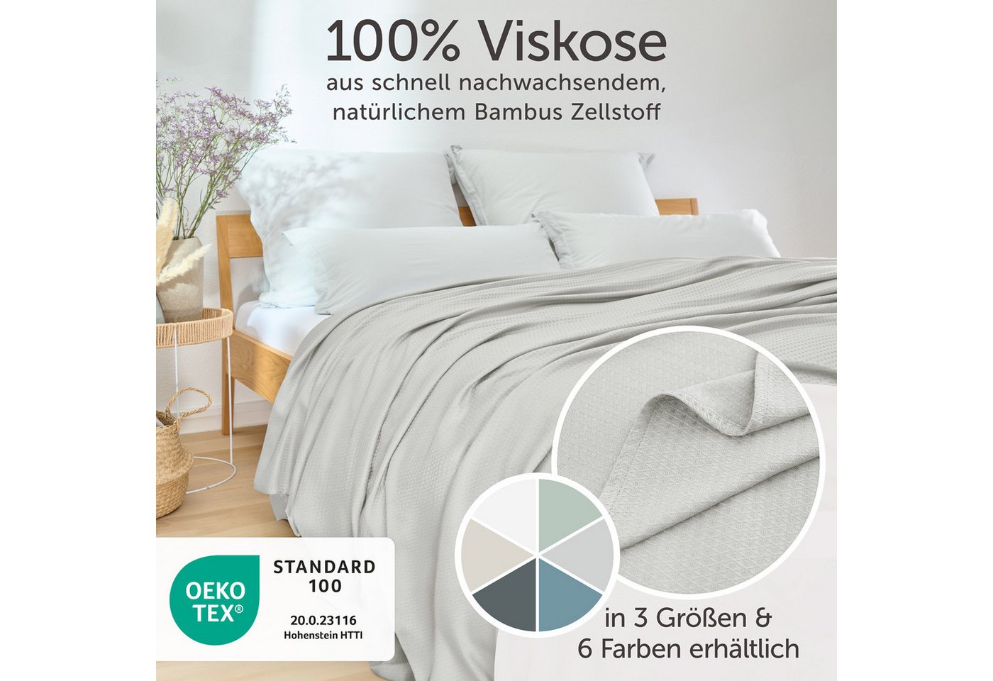 Blumtal Microfaserbettdecke Kühldecke Sommerdecke Bambus, selbstkühlende Decke, OEKO-TEX zertifizierte kühlende Decke für Sofa, Sommer & Reisen – Bild 2 von 5