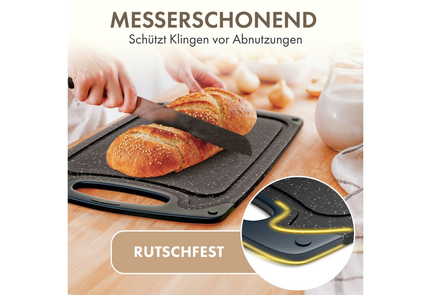 Blumtal Schneidebrett Frühstücksbrettchen Kunststoff, 2er-/3er-Set, verschiedene Größen, (3-St), Brettchen spülmaschinenfest Kunststoff BPA-frei – Bild 3 von 5