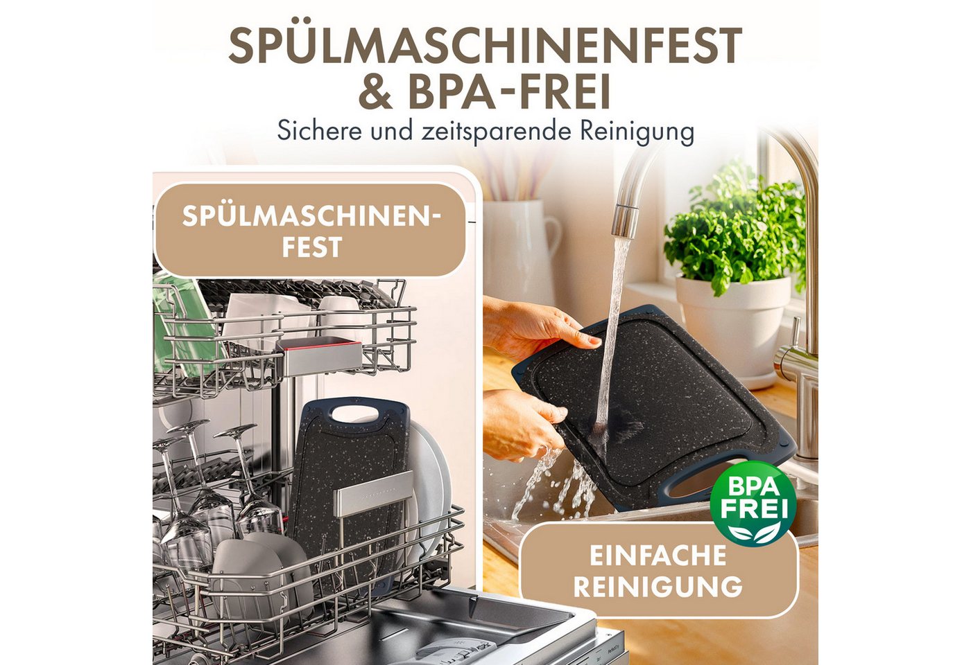 Blumtal Schneidebrett Frühstücksbrettchen Kunststoff, 2er-/3er-Set, verschiedene Größen, (3-St), Brettchen spülmaschinenfest Kunststoff BPA-frei – Bild 4 von 5