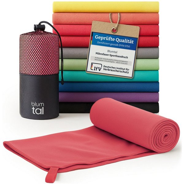 Blumtal Sporthandtuch Mikrofaser Handtuch - kompakte Mikrofaser Handtücher, Mikrofaser (inkl. Transporttasche, einzeln oder als Set verfügbar, 1-St), ultra leic