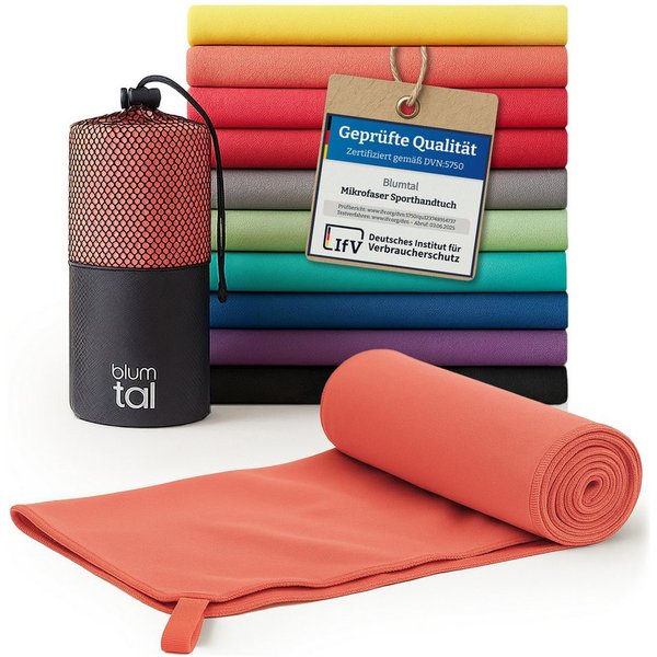 Blumtal Sporthandtuch Mikrofaser Handtuch - kompakte Mikrofaser Handtücher, Mikrofaser (inkl. Transporttasche, einzeln oder als Set verfügbar, 1-St), ultra leic