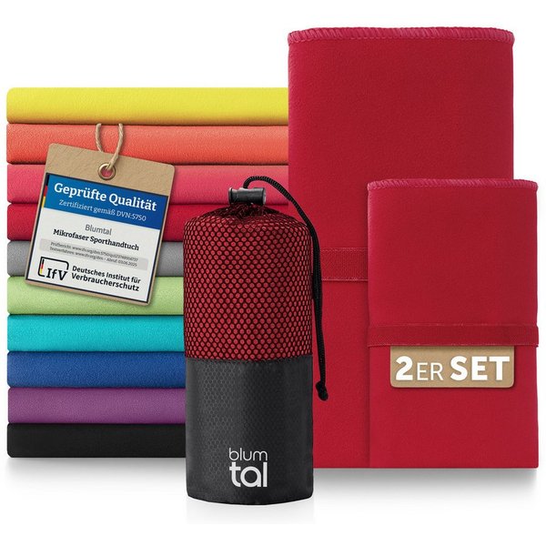 Blumtal Sporthandtuch Mikrofaser Handtücher Set, Mikrofaser (2-St), Ultra leicht, kompakt & schnelltrocknend