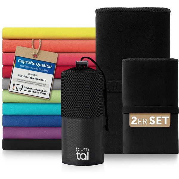 Blumtal Sporthandtuch Mikrofaser Handtücher Set, Mikrofaser (2-St), Ultra leicht, kompakt & schnelltrocknend