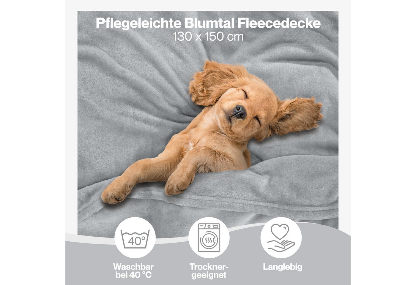 Wohndecke Kuschelige Fleecedecke, Oeko-Tex zertifizierte Decke, Blumtal – Bild 3 von 5