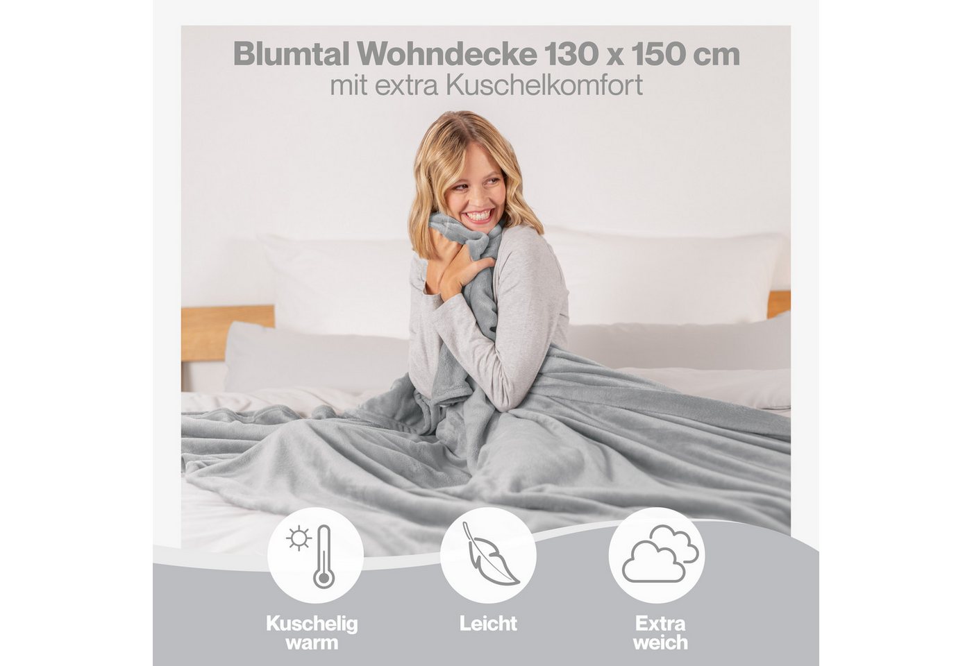Wohndecke Kuschelige Fleecedecke, Oeko-Tex zertifizierte Decke, Blumtal – Bild 4 von 5