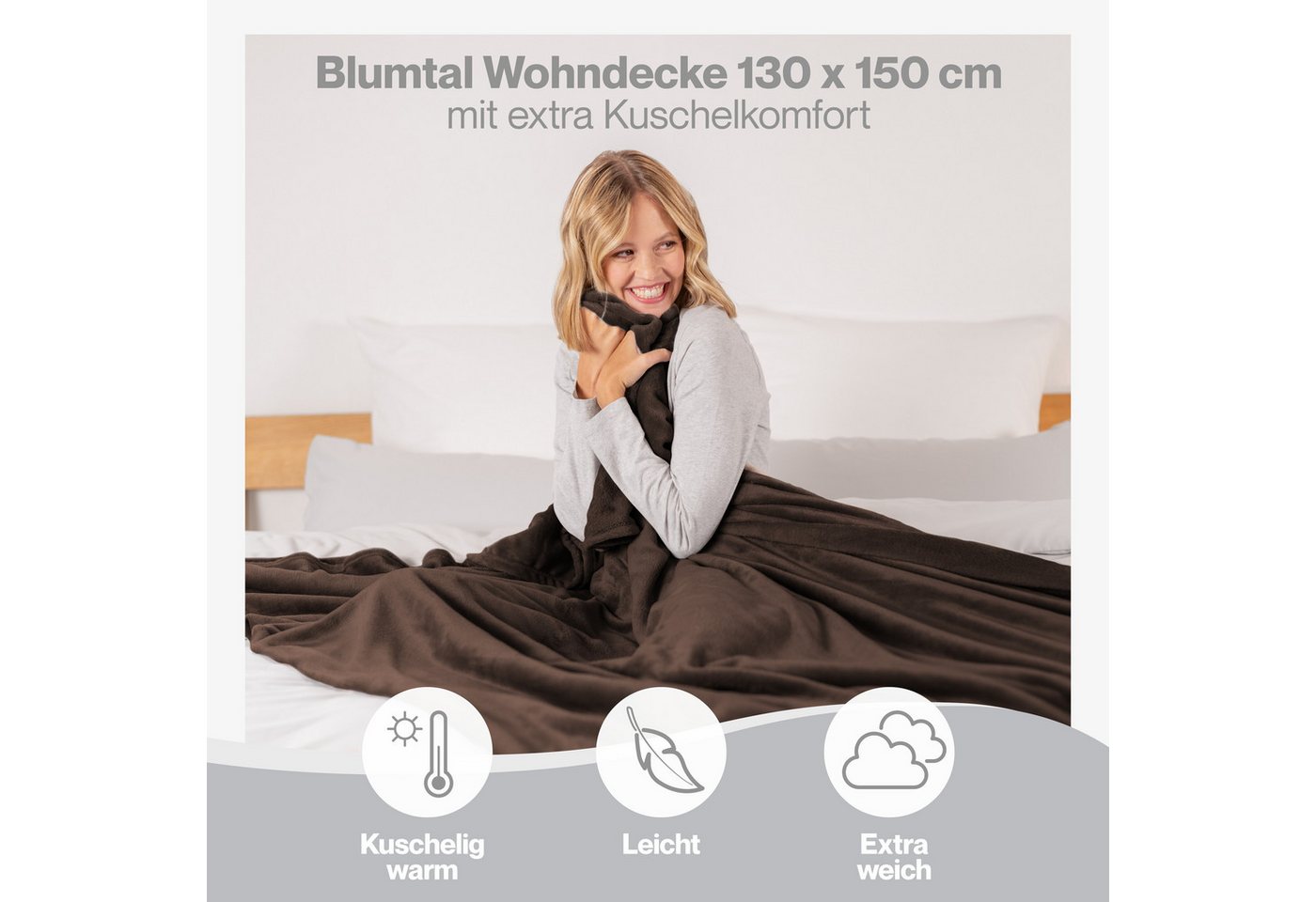 Wohndecke Kuschelige Fleecedecke, Oeko-Tex zertifizierte Decke, Blumtal – Bild 4 von 5