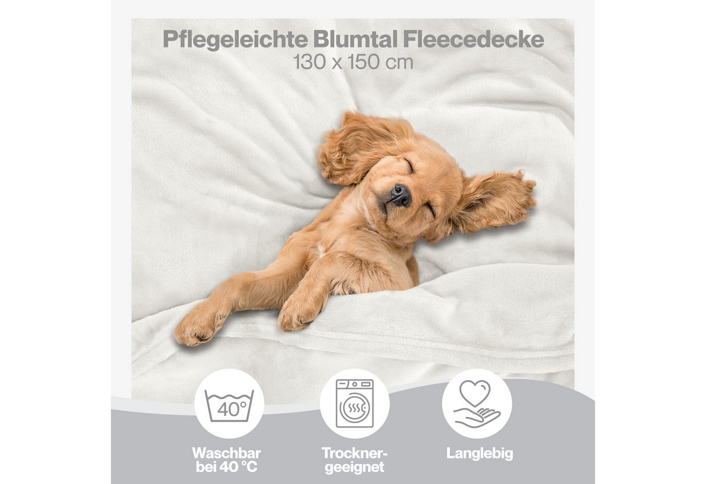 Wohndecke Kuschelige Fleecedecke, Oeko-Tex zertifizierte Decke, Blumtal – Bild 3 von 5