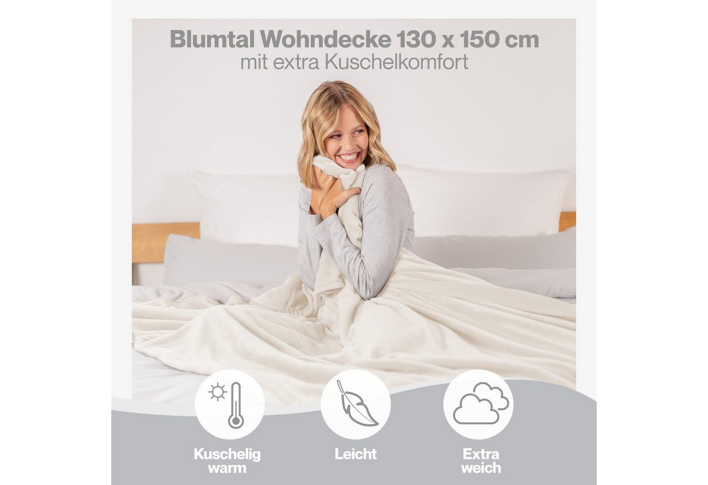 Wohndecke Kuschelige Fleecedecke, Oeko-Tex zertifizierte Decke, Blumtal – Bild 4 von 5