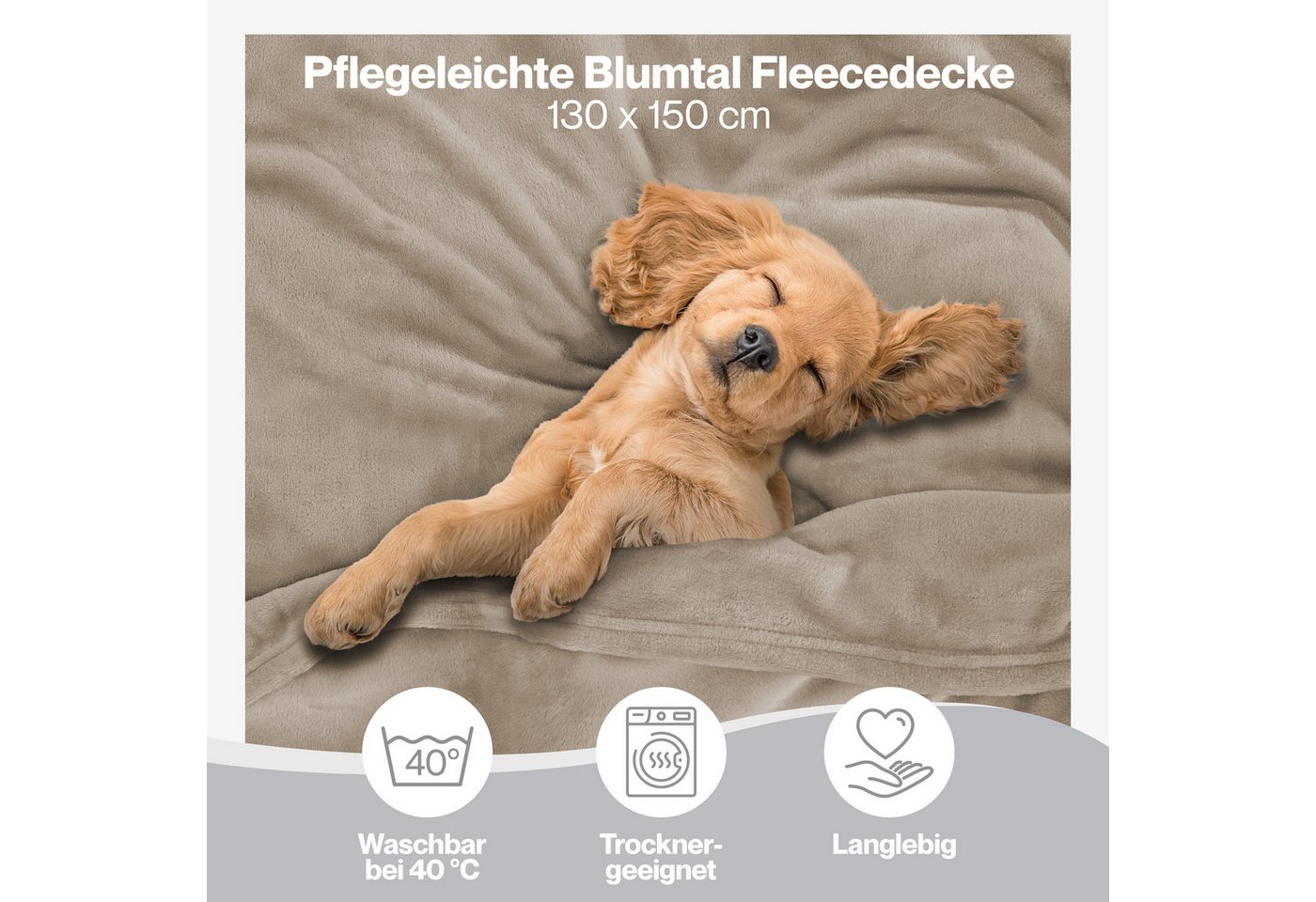 Wohndecke Kuschelige Fleecedecke, Oeko-Tex zertifizierte Decke, Blumtal – Bild 3 von 5