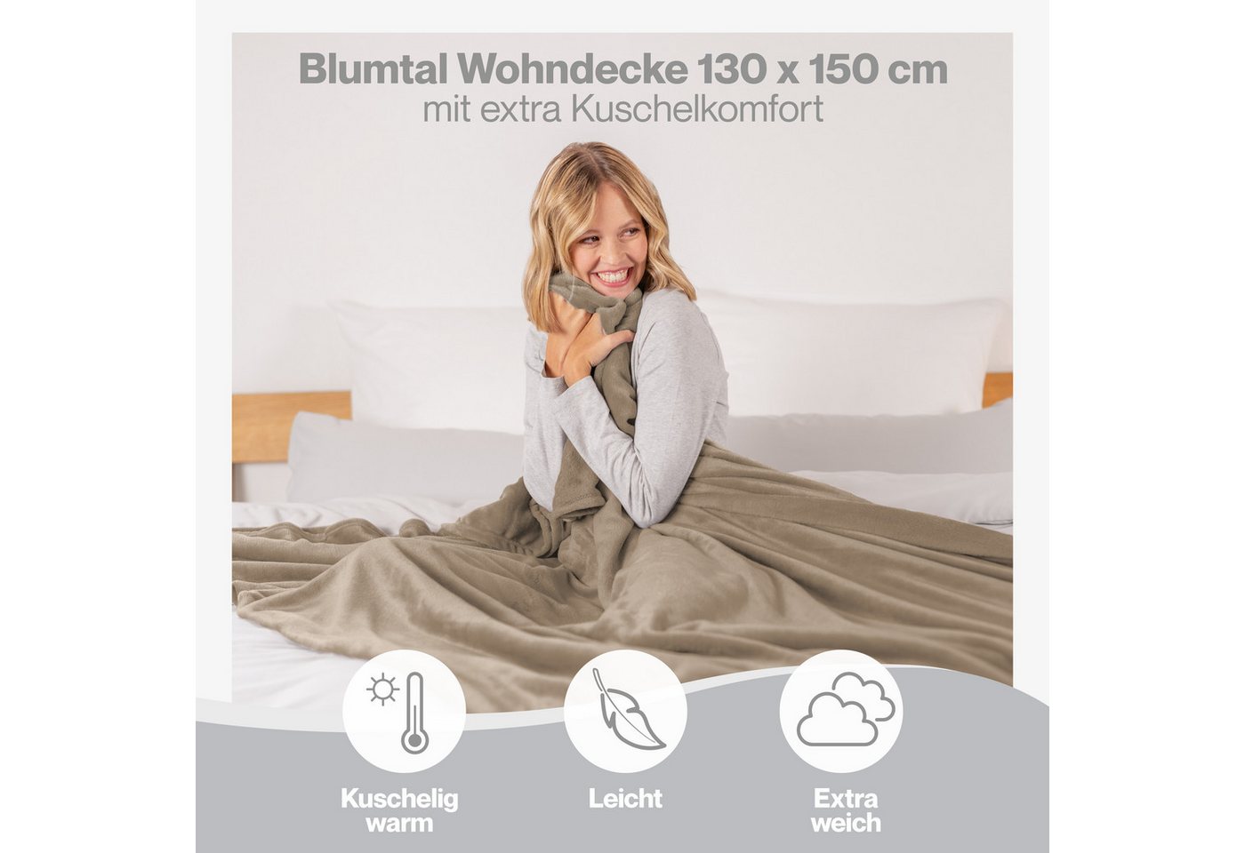 Wohndecke Kuschelige Fleecedecke, Oeko-Tex zertifizierte Decke, Blumtal – Bild 4 von 5