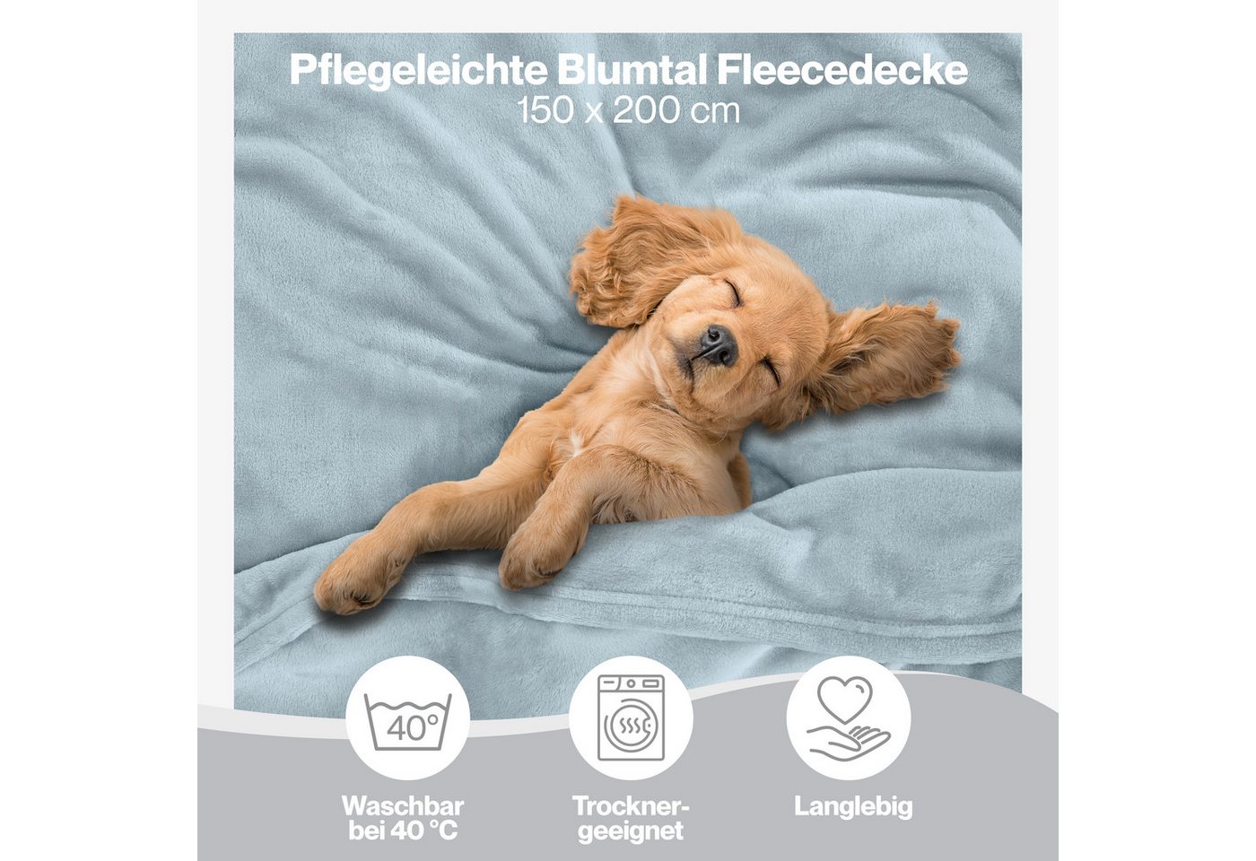 Wohndecke Kuschelige Fleecedecke, Oeko-Tex zertifizierte Decke, Blumtal – Bild 3 von 5