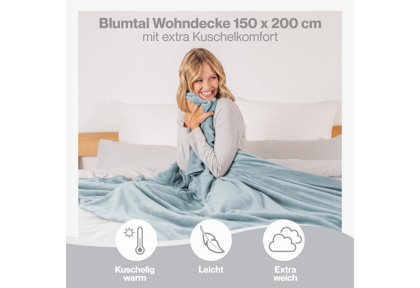 Wohndecke Kuschelige Fleecedecke, Oeko-Tex zertifizierte Decke, Blumtal – Bild 4 von 5