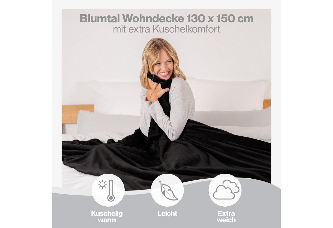 Wohndecke Kuschelige Fleecedecke, Oeko-Tex zertifizierte Decke, Blumtal – Bild 4 von 5