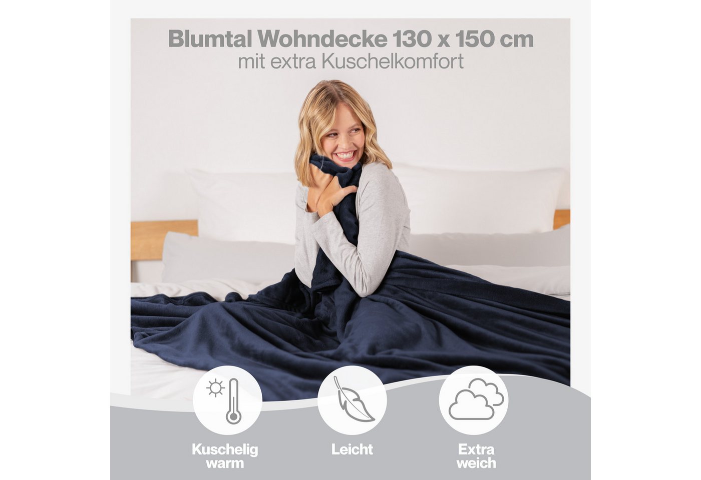 Wohndecke Kuschelige Fleecedecke, Oeko-Tex zertifizierte Decke, Blumtal – Bild 4 von 5