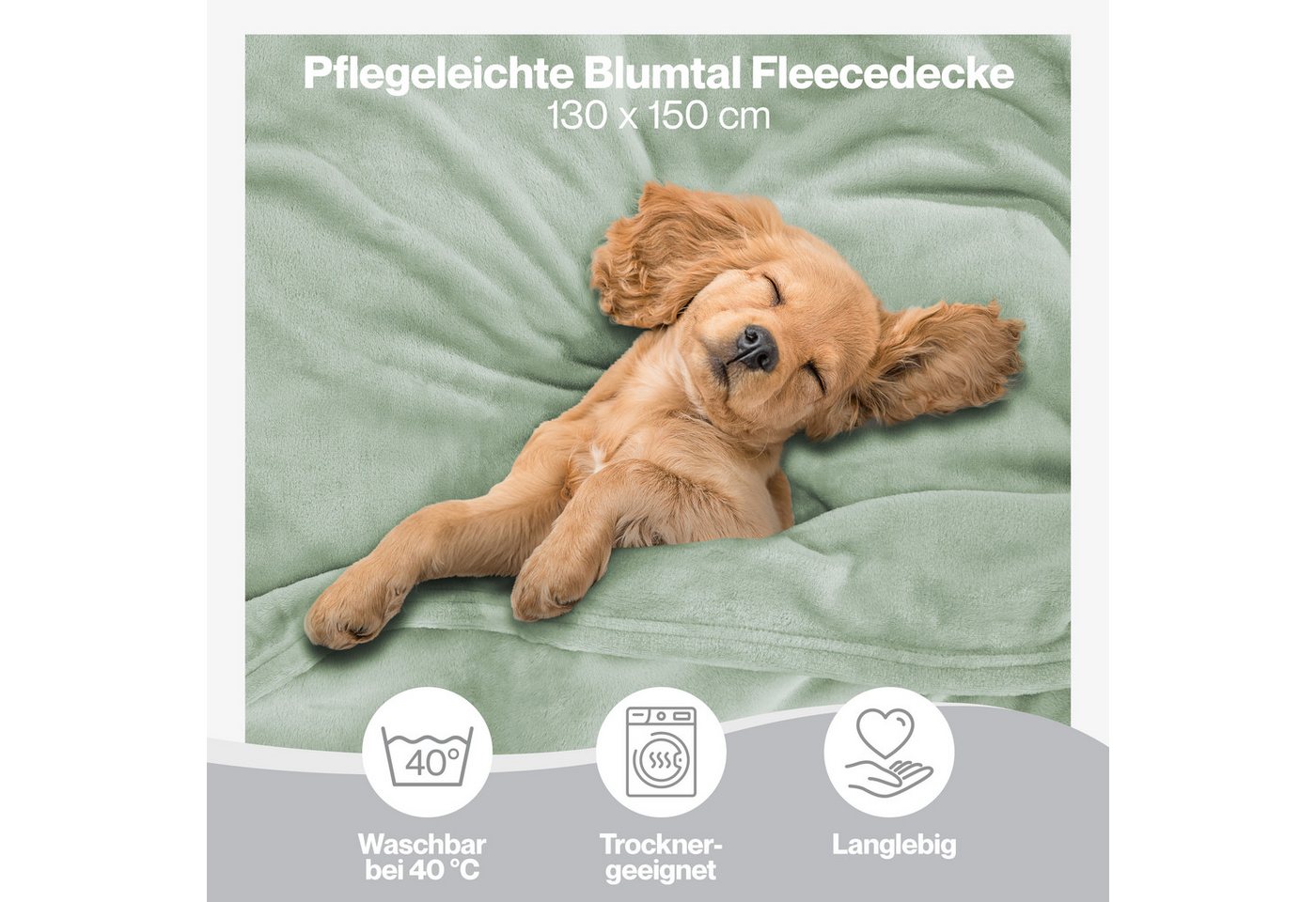 Wohndecke Kuschelige Fleecedecke, Oeko-Tex zertifizierte Decke, Blumtal – Bild 3 von 5