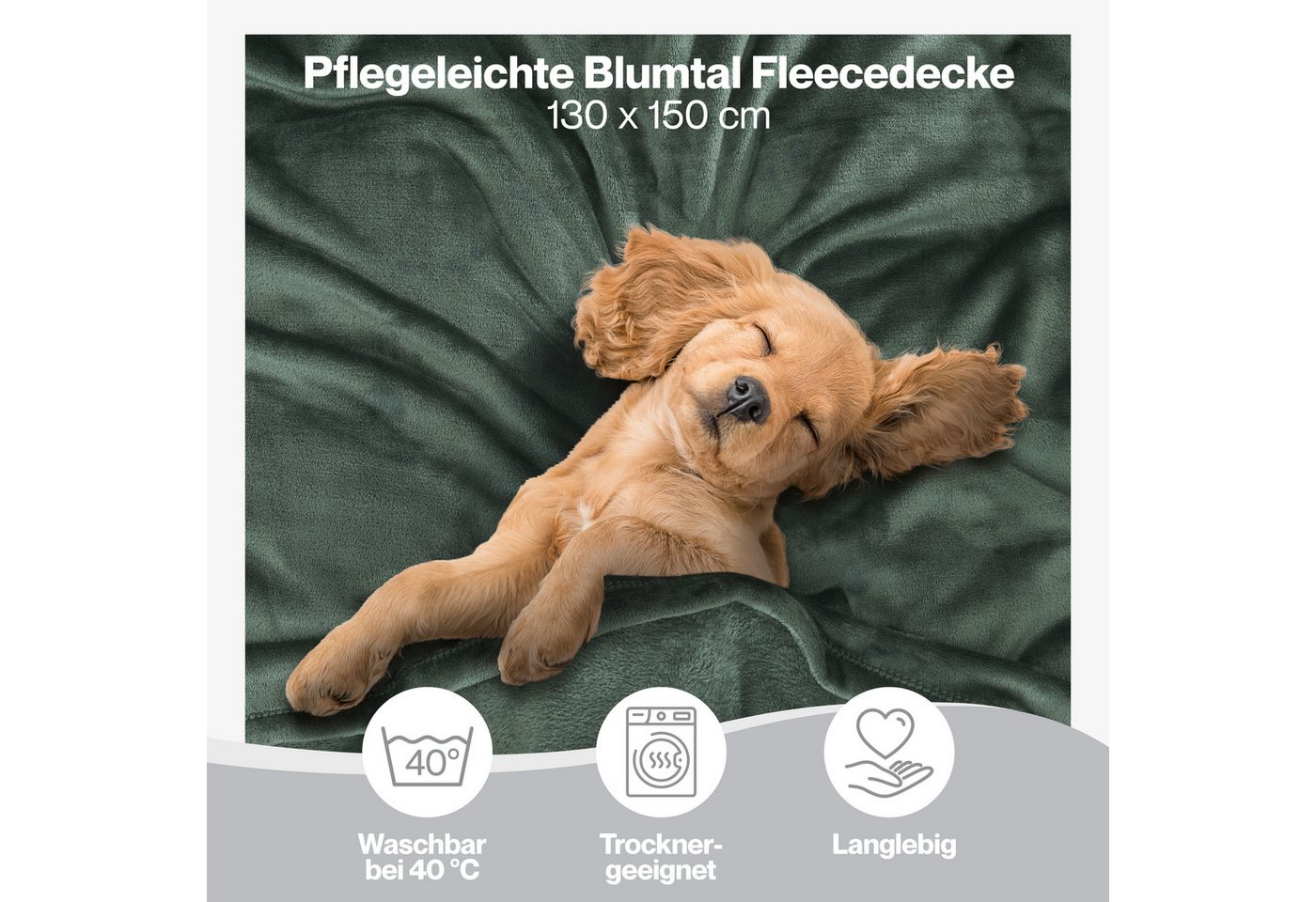 Wohndecke Kuschelige Fleecedecke, Oeko-Tex zertifizierte Decke, Blumtal – Bild 3 von 5