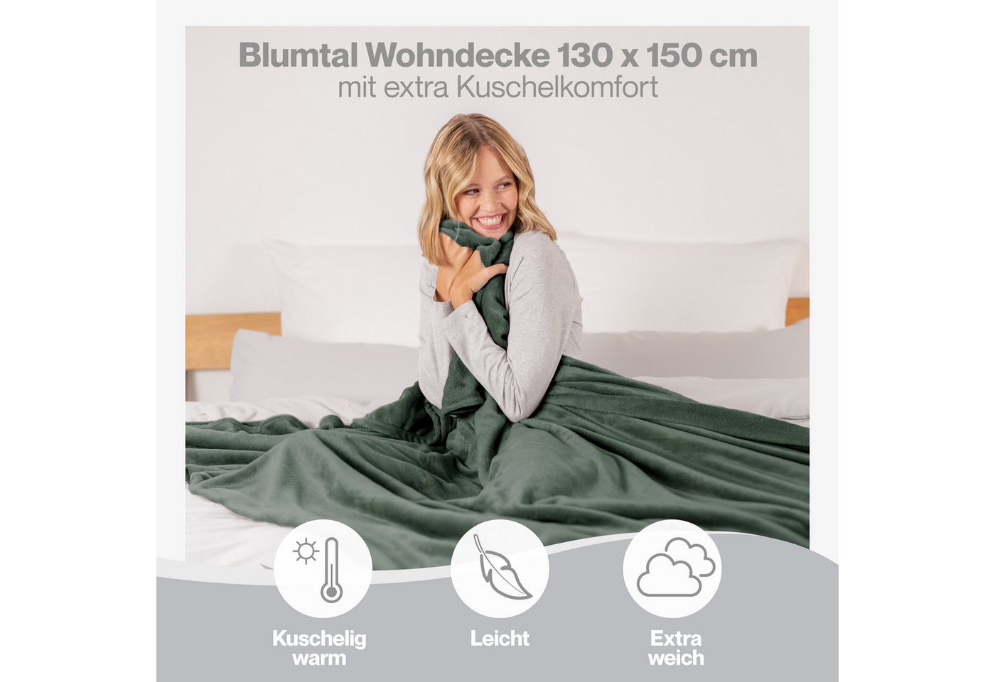 Wohndecke Kuschelige Fleecedecke, Oeko-Tex zertifizierte Decke, Blumtal – Bild 4 von 5