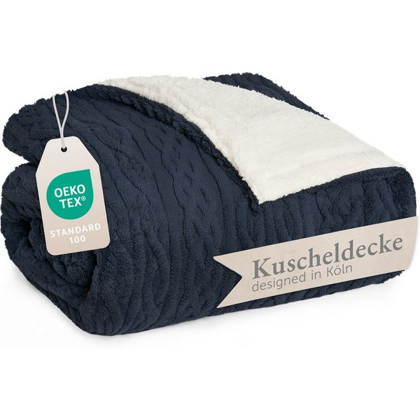 Wohndecke Oeko-TEX zertifizierte waschbare Wohn- & Kuscheldecke, Blumtal, mit weicher Sherpa-Innenseite