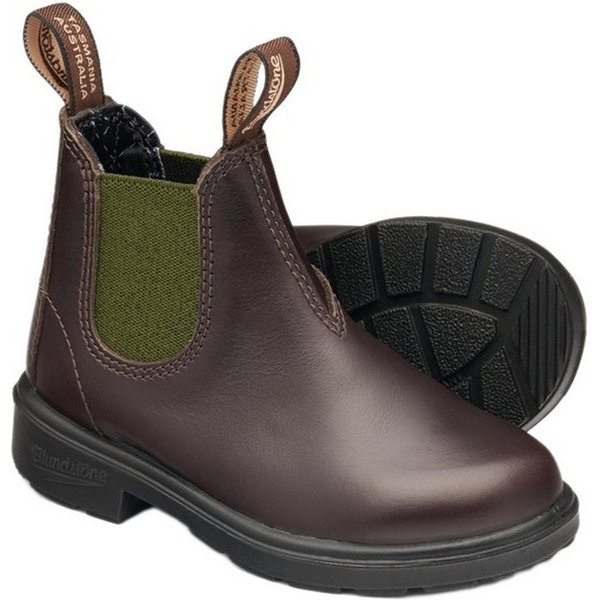 Blundstone #2394 Stiefel Brown Leather with Olive Elastic (Kids)