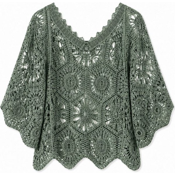 ITALY VIBES Blusenponcho - Häkelshirt - Spitzenshirt - ITALY VIBES - Boho - Oversize ONE SIZE- passend für Größen S - L