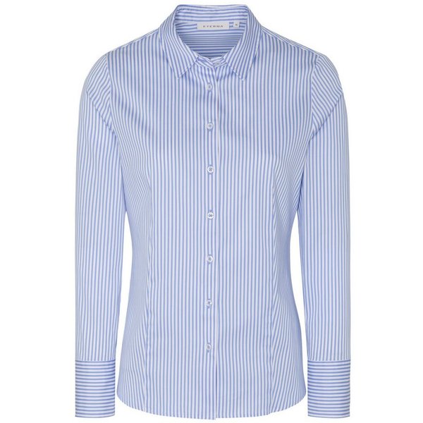 Eterna Blusentop ETERNA CLASSIC FIT Langarm Bluse mittelblau gestreift satin 6281-12-D7