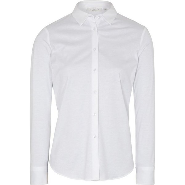 Eterna Blusentop ETERNA FITTED Langarm Bluse weiss jersey 5158-00-DF05