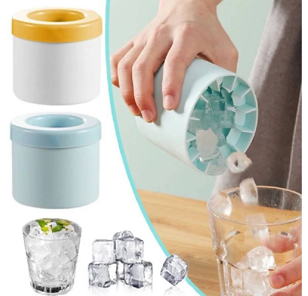 Blusmart Eiswürfelform Silikon Eiswürfelbehälter Silikon mit Deckel, (Eiskübel, runde Eiswürfelschale 2-tlg), Für Cocktailgetränke, Saft, Whisky usw – Bild 2 von 5
