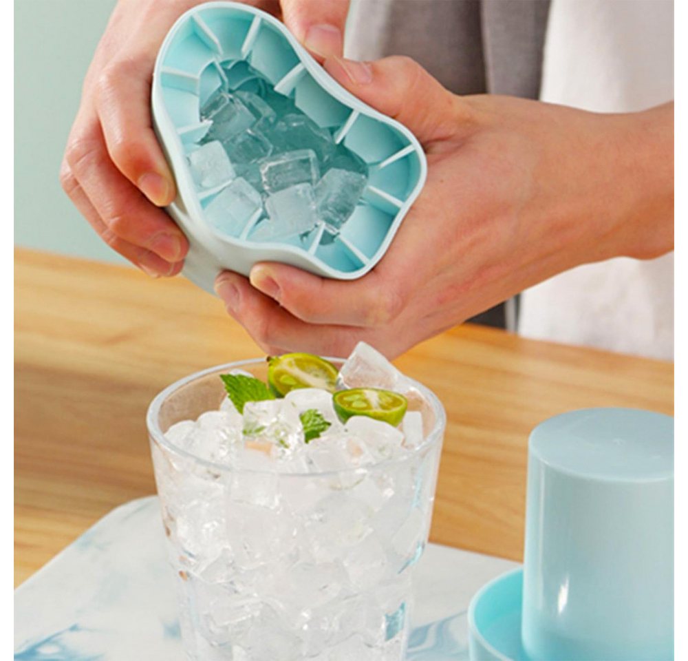 Blusmart Eiswürfelform Silikon Eiswürfelbehälter Silikon mit Deckel, (Eiskübel, runde Eiswürfelschale 2-tlg), Für Cocktailgetränke, Saft, Whisky usw – Bild 3 von 5