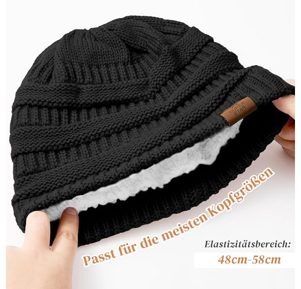 Blusmart Fleecemütze Winterstrickmütze (Grobstrick, gefüttert, Thermomütze) Unisex, ein Must-Have für den Winter – Bild 2 von 5
