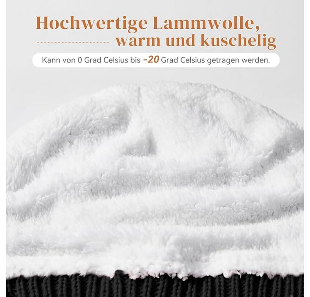 Blusmart Fleecemütze Winterstrickmütze (Grobstrick, gefüttert, Thermomütze) Unisex, ein Must-Have für den Winter – Bild 3 von 5