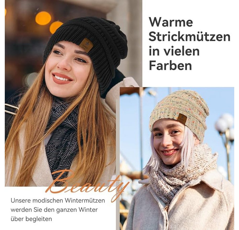 Blusmart Fleecemütze Winterstrickmütze (Grobstrick, gefüttert, Thermomütze) Unisex, ein Must-Have für den Winter – Bild 4 von 5