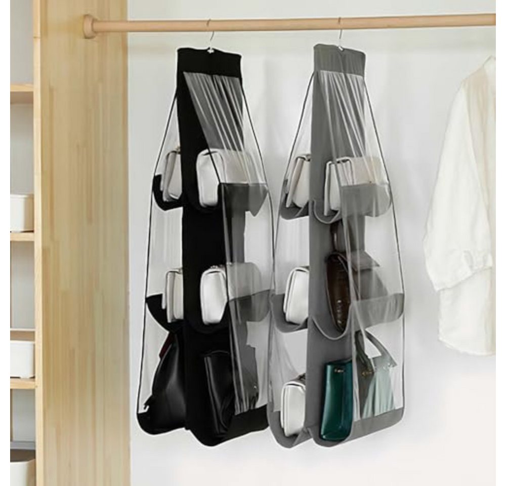 Blusmart Hängeregal Hängender Handtaschen-Organizer, 2 faltbare Aufbewahrungstaschen mit 6 transparenten Fächern, Für Kleiderschrank, Ankleidezimmer, Schlafzimm – Bild 4 von 5