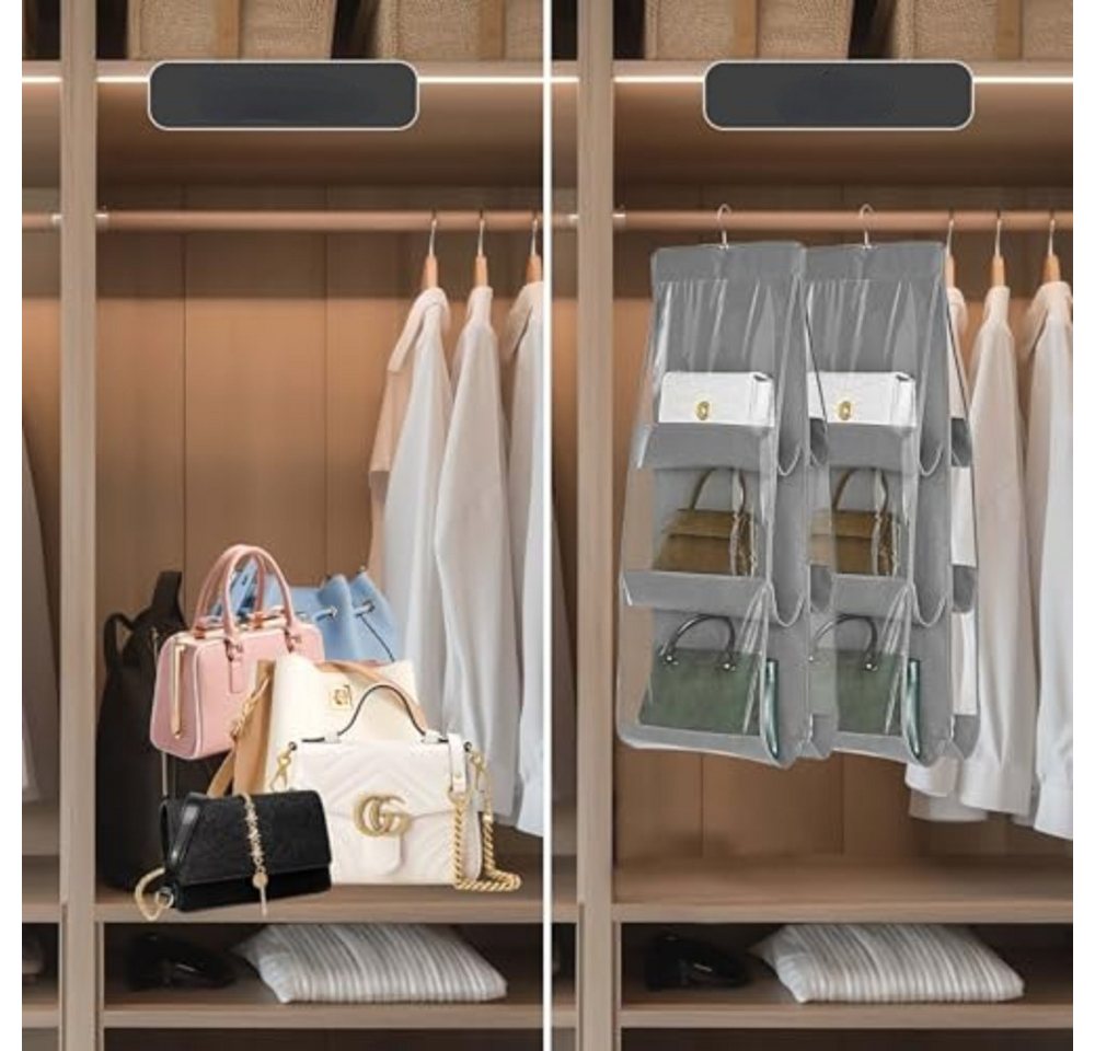 Blusmart Hängeregal Hängender Handtaschen-Organizer, 2 faltbare Aufbewahrungstaschen mit 6 transparenten Fächern, Für Kleiderschrank, Ankleidezimmer, Schlafzimm – Bild 5 von 5