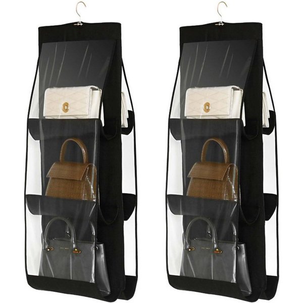 Blusmart Hängeregal Hängender Handtaschen-Organizer, 2 faltbare Aufbewahrungstaschen mit 6 transparenten Fächern, Für Kleiderschrank, Ankleidezimmer, Schlafzimm
