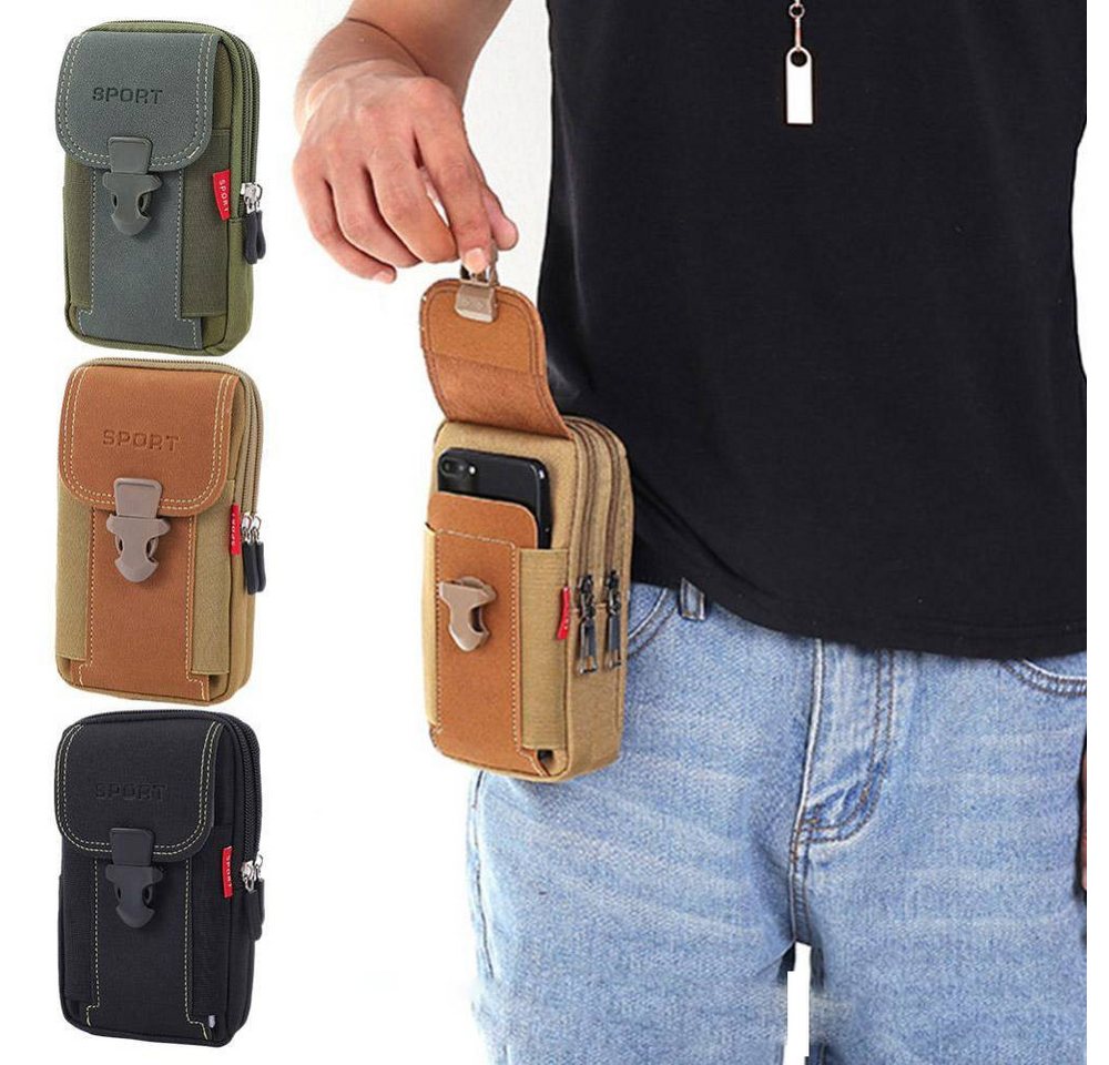 Blusmart Handyhülle Multifunktionale Herren-Bauchtasche mit Gürtelschlaufe Handy-Hüfttasche, Robust und wasserdicht, Nylon-Hüfttasche für Outdoor-Handys – Bild 2 von 5