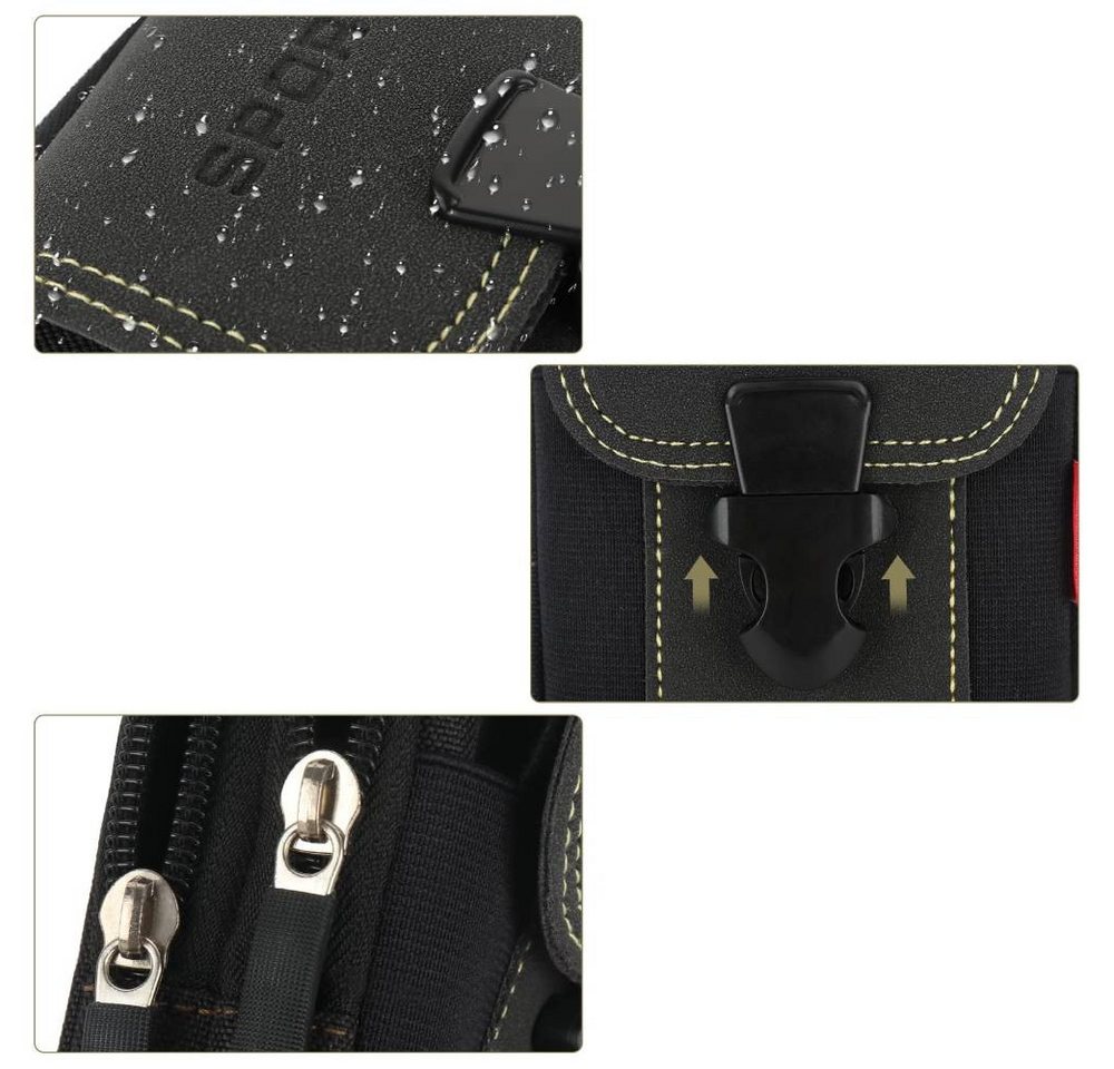 Blusmart Handyhülle Multifunktionale Herren-Bauchtasche mit Gürtelschlaufe Handy-Hüfttasche, Robust und wasserdicht, Nylon-Hüfttasche für Outdoor-Handys – Bild 4 von 5
