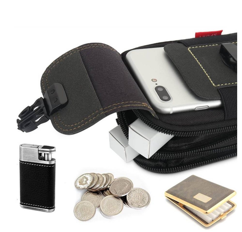 Blusmart Handyhülle Multifunktionale Herren-Bauchtasche mit Gürtelschlaufe Handy-Hüfttasche, Robust und wasserdicht, Nylon-Hüfttasche für Outdoor-Handys – Bild 5 von 5