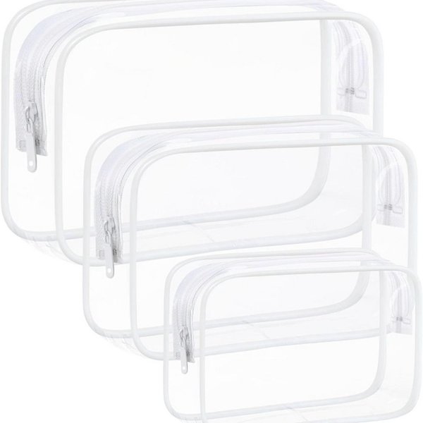 Blusmart Kulturbeutel 3er Set Transparente Make-up-Taschen (PVC Wasserdichte Kosmetiktaschen, 3-tlg., Leicht tragbar), Frauen Kulturbeutel Reise Aufbewahrungsta
