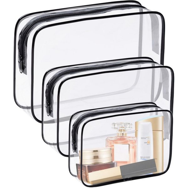 Blusmart Kulturbeutel 3er Set Transparente Make-up-Taschen (PVC Wasserdichte Kosmetiktaschen, 3-tlg., Leicht tragbar), Frauen Kulturbeutel Reise Aufbewahrungsta