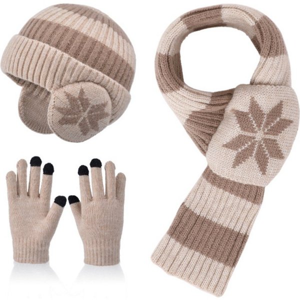Blusmart Mütze & Schal Kinder Herbst/Winter Dreiteiliges Set aus Mütze, Schal und Handschuhen (Nackenschutz, Wärme und Windschutz, Weich und zart, farbecht und 