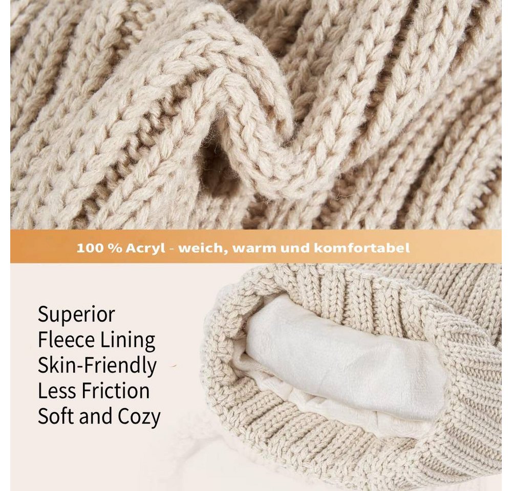 Blusmart Mütze & Schal Wintermütze, Schal und Handschuhe für Damen (Touchscreen-Handschuhe, 3-tlg., Bequem und warm) Für winterliche Outdoor-Aktivitäten wie Ski – Bild 2 von 5