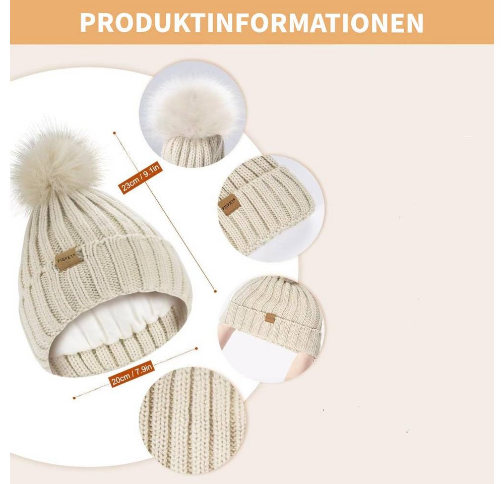 Blusmart Mütze & Schal Wintermütze, Schal und Handschuhe für Damen (Touchscreen-Handschuhe, 3-tlg., Bequem und warm) Für winterliche Outdoor-Aktivitäten wie Ski – Bild 3 von 5