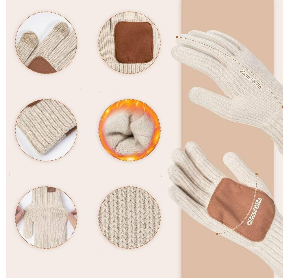 Blusmart Mütze & Schal Wintermütze, Schal und Handschuhe für Damen (Touchscreen-Handschuhe, 3-tlg., Bequem und warm) Für winterliche Outdoor-Aktivitäten wie Ski – Bild 4 von 5