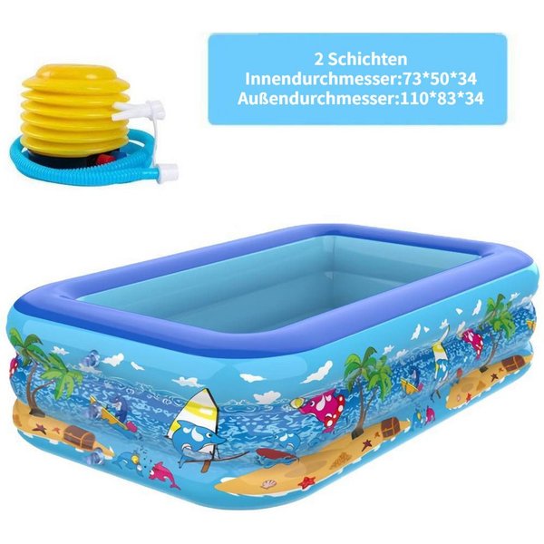 Blusmart Planschbecken Aufblasbarer Pool, (Kinderpool,Kinder Planschbecken, Cartoon-Verdickungs-Schwimmbecken), Für Kleinkinder, Kinderbecken