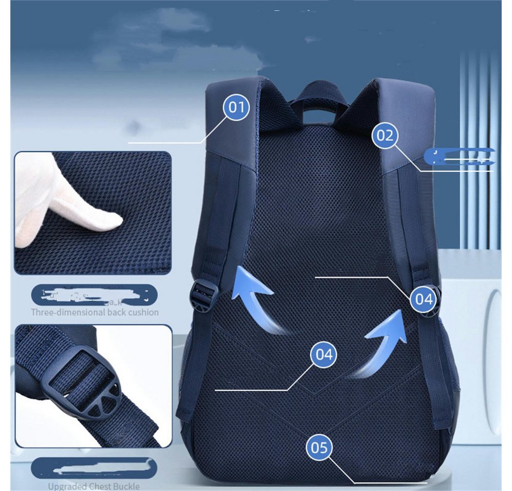 Blusmart Schulrucksack Kinderrucksäcke, orthopädische Rucksäcke (Leichtgewichtig Casual Stylisch, Tissu imperméable), Für Grund- und Mittelschüler – Bild 2 von 5