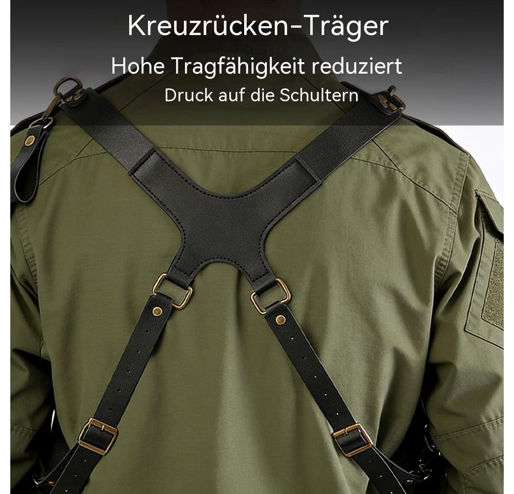 Blusmart Schultertasche Doppelte Schultertasche, Schulterholstertasche (Wasserdichte Retro-Achselholstertasche, mit verstellbarem Riemen), Für Geldbörse, Handy  – Bild 4 von 5