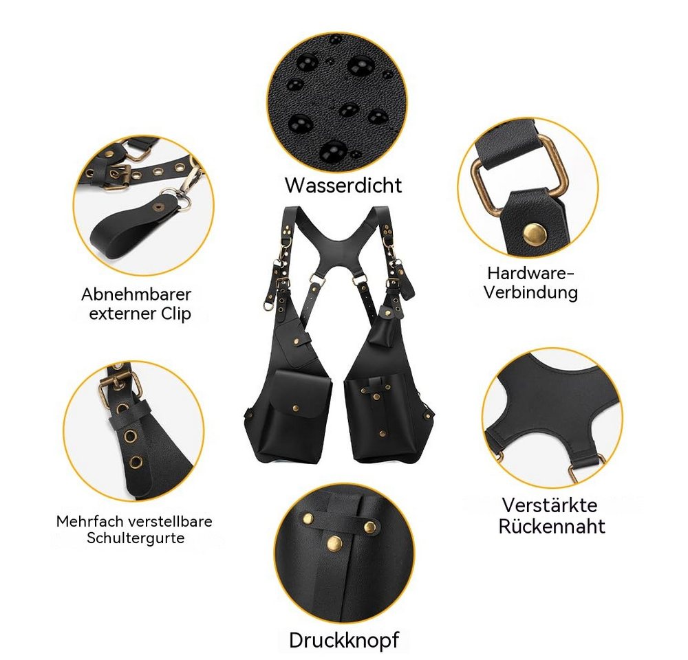 Blusmart Schultertasche Doppelte Schultertasche, Schulterholstertasche (Wasserdichte Retro-Achselholstertasche, mit verstellbarem Riemen), Für Geldbörse, Handy  – Bild 5 von 5