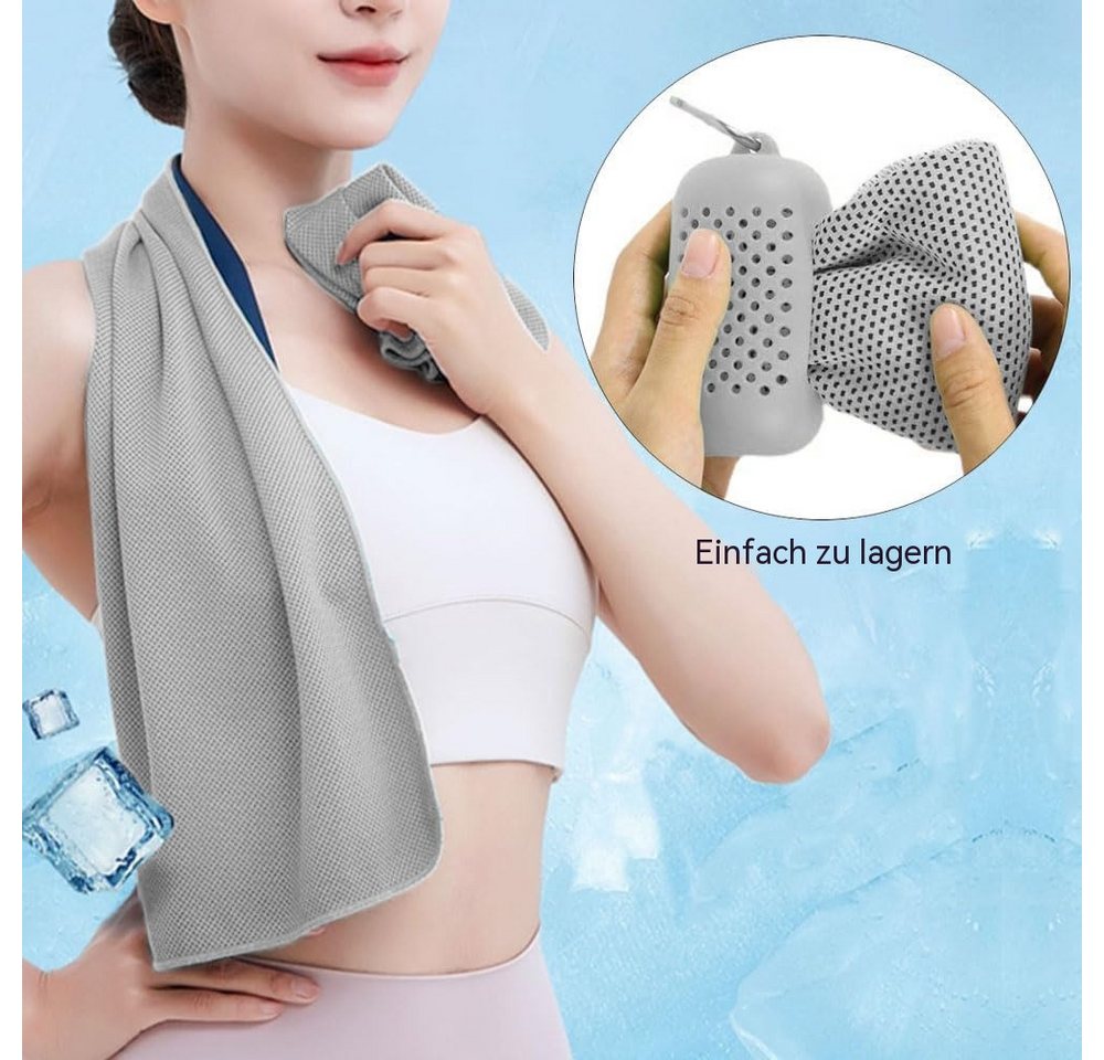 Blusmart Sporthandtuch Leichtes, schnelltrocknendes Kühlhandtuch, (mit Silikonhülle und Karabinerhaken, 1-St), Mikrofaser Handtuch, Für Sport, Wandern, Strand u – Bild 3 von 5