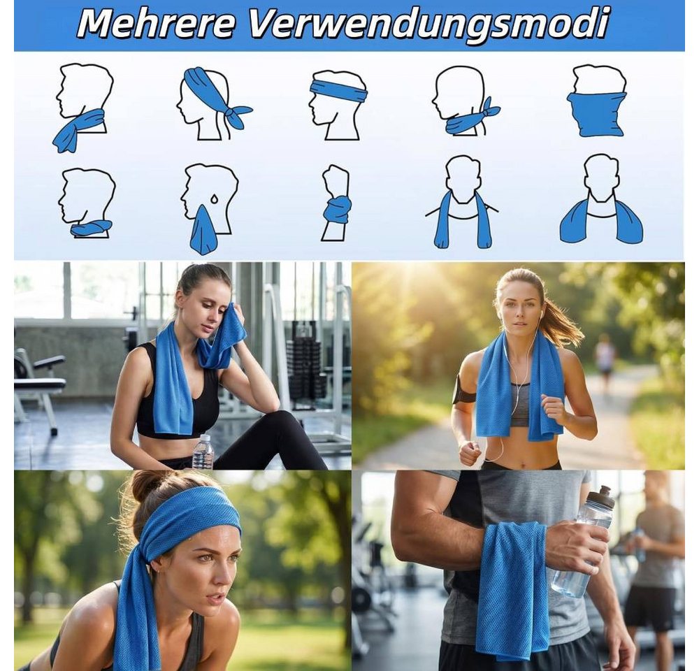 Blusmart Sporthandtuch Leichtes, schnelltrocknendes Kühlhandtuch, (mit Silikonhülle und Karabinerhaken, 1-St), Mikrofaser Handtuch, Für Sport, Wandern, Strand u – Bild 5 von 5