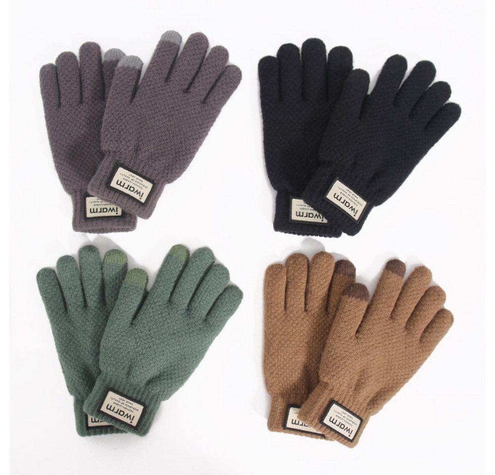 Blusmart Strickhandschuhe Strickhandschuhe für den Winter mit Touchscreen (Doppel-schicht Warme, Einheitsgröße, Unisex) Für Radtouren im Freien, warme Strickhan – Bild 2 von 5